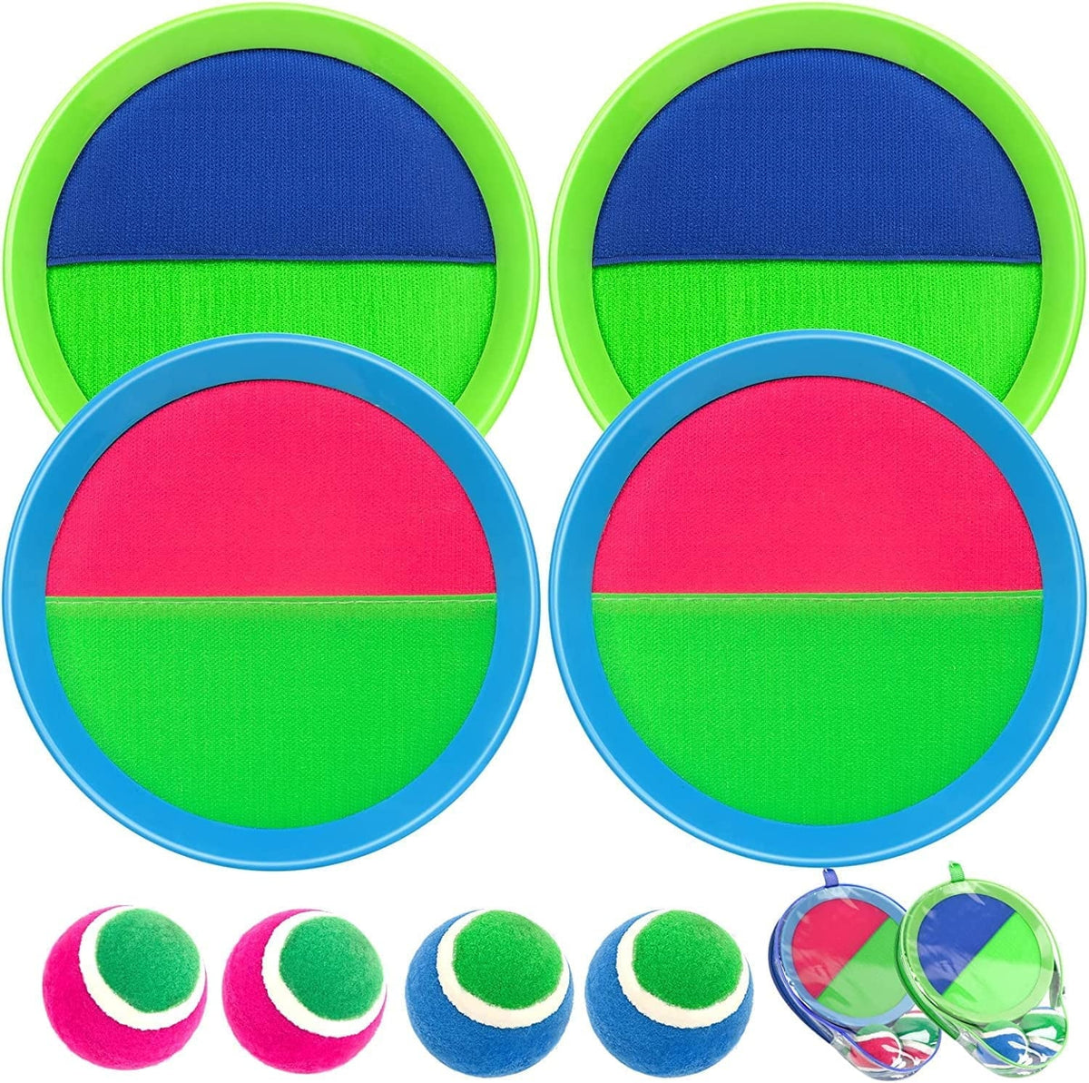 Toss and Catch Ball Set with 4 Rackets, 4 Balls, 2 Bags H65090