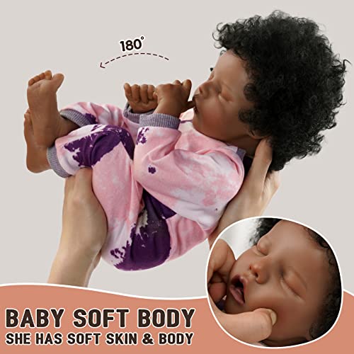 17-Inch Black Reborn Baby Doll with Cloth Body H409