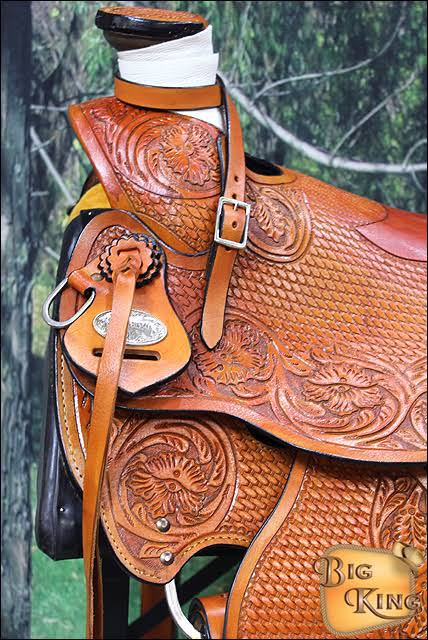 Beige Leather Ranch Roping Saddle F489017