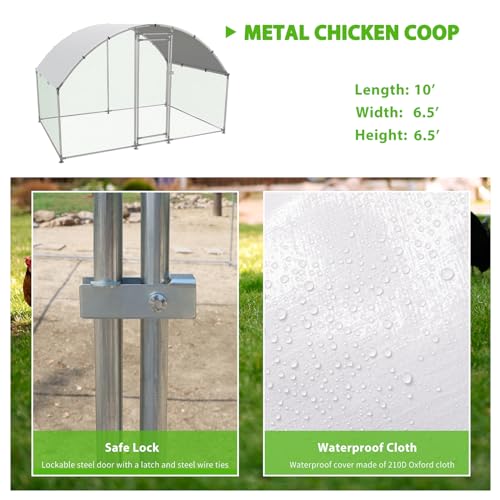 Large Metal Walk-in Chicken Coop with Anti-UV Cover D8276