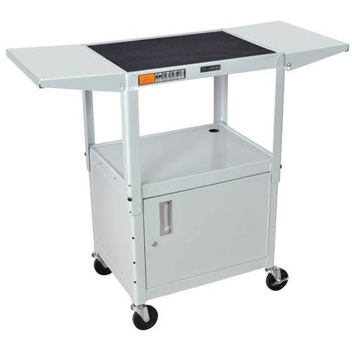 Adjustable Height Steel AV Cart with Cabinet and Drop Leaf H23685