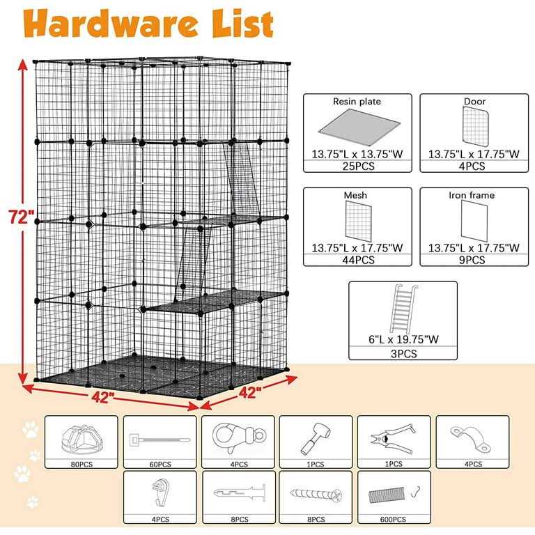 DIY 4-Door Large Cat Cage Playpen E4213