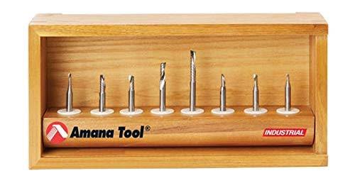 8 Pc Solid Carbide CNC Router Bit Set, 1/4 inch Shank Y421642