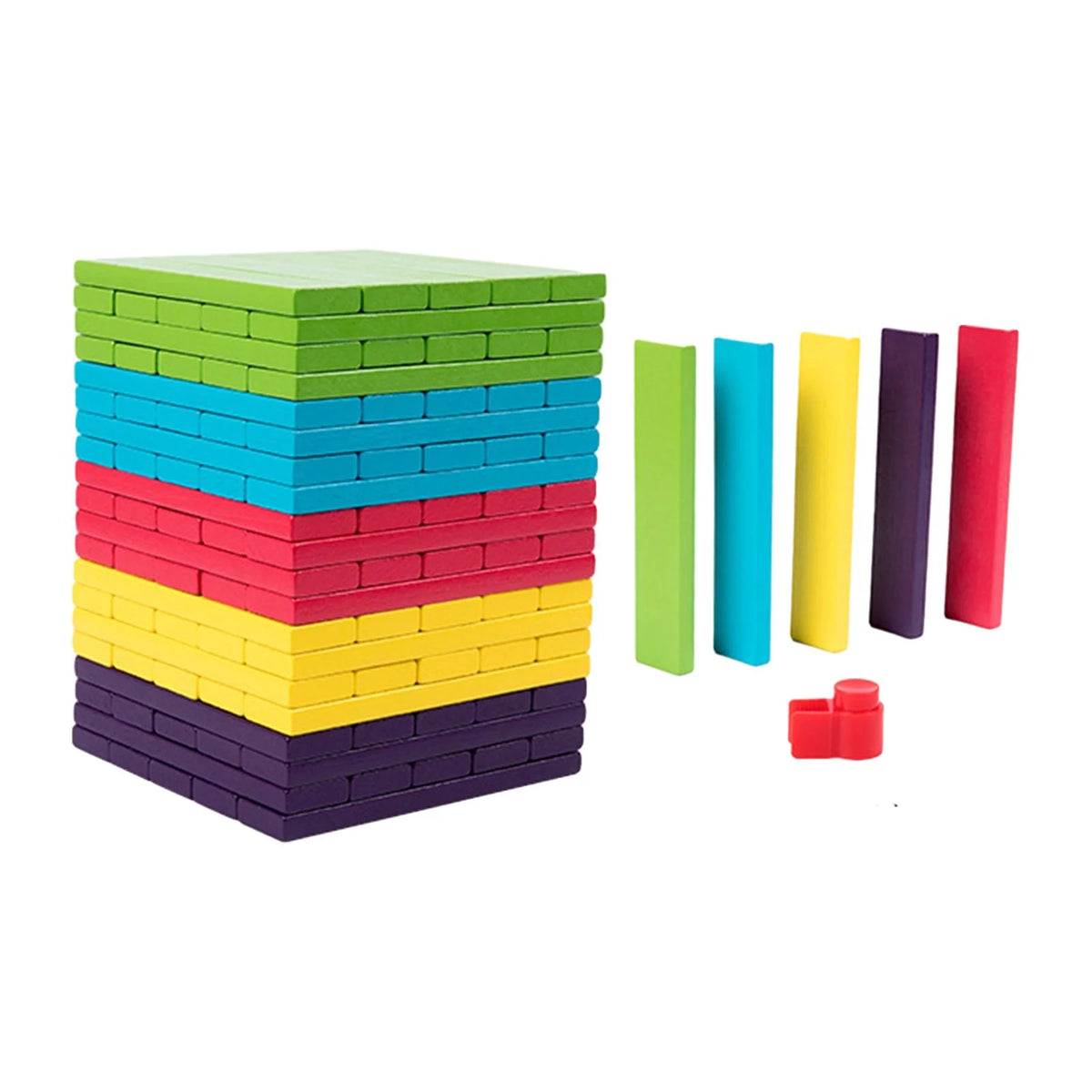 100 Pieces Wooden Stacking Blocks Building Kits Board Game E7188