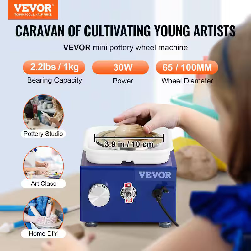 Mini Pottery Wheel 2-Turntables Ceramic Clay Forming Machine 30-Watts 0-300 RPM Z283