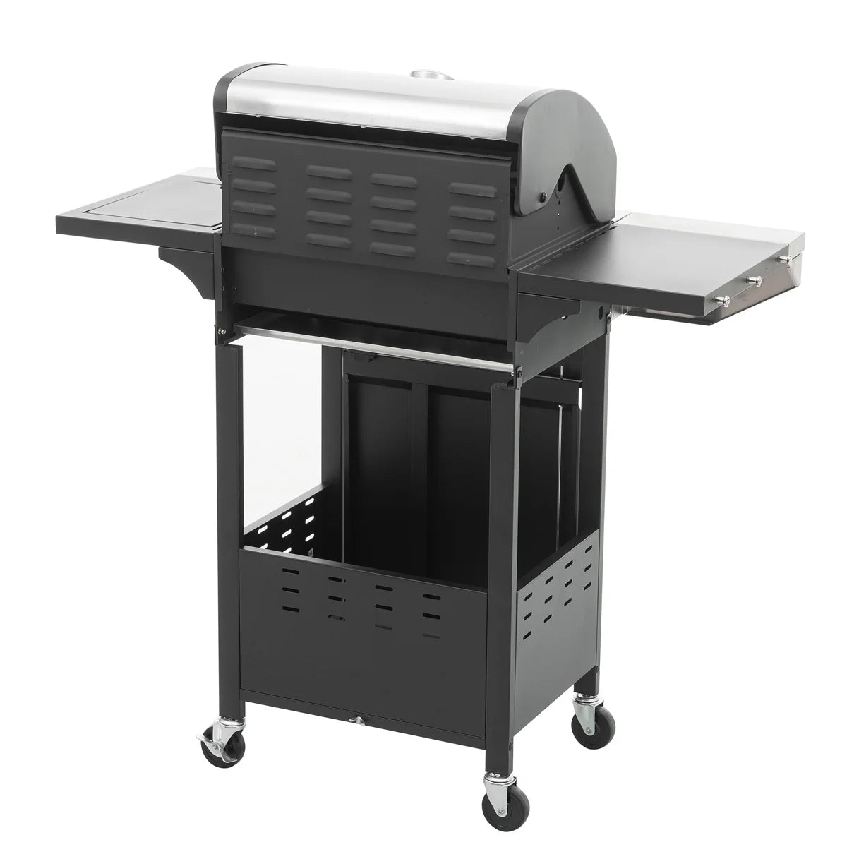 3 Burner Propane Gas Grill with Side Burner, Stainless Steel, Black D676