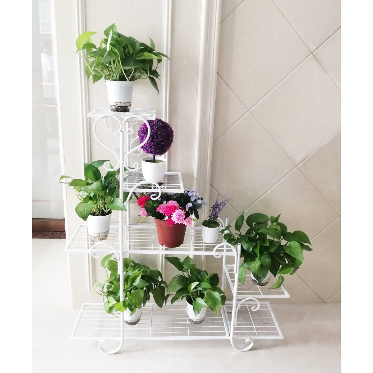 5 Tier Plant Stand Steps White A10315