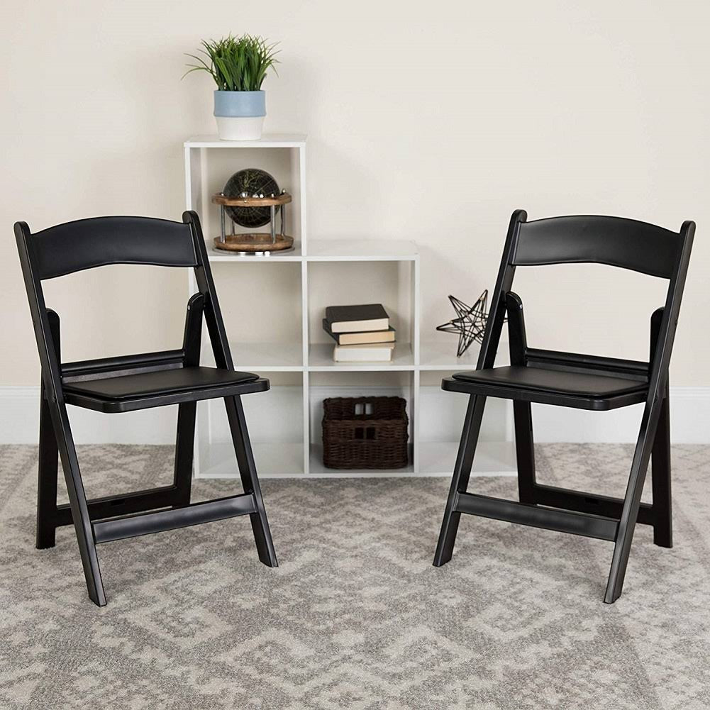 Black Resin Folding Chair with Vinyl Padded Seat E7446