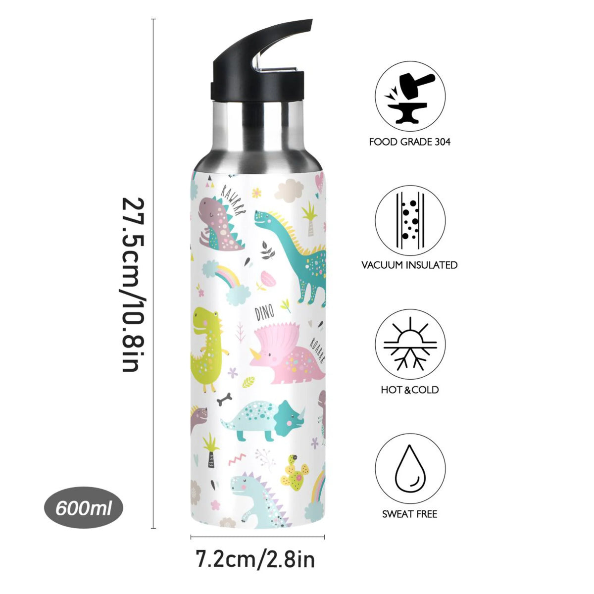 Stainless Steel Insulated Water Bottle with Straw Lid S796774