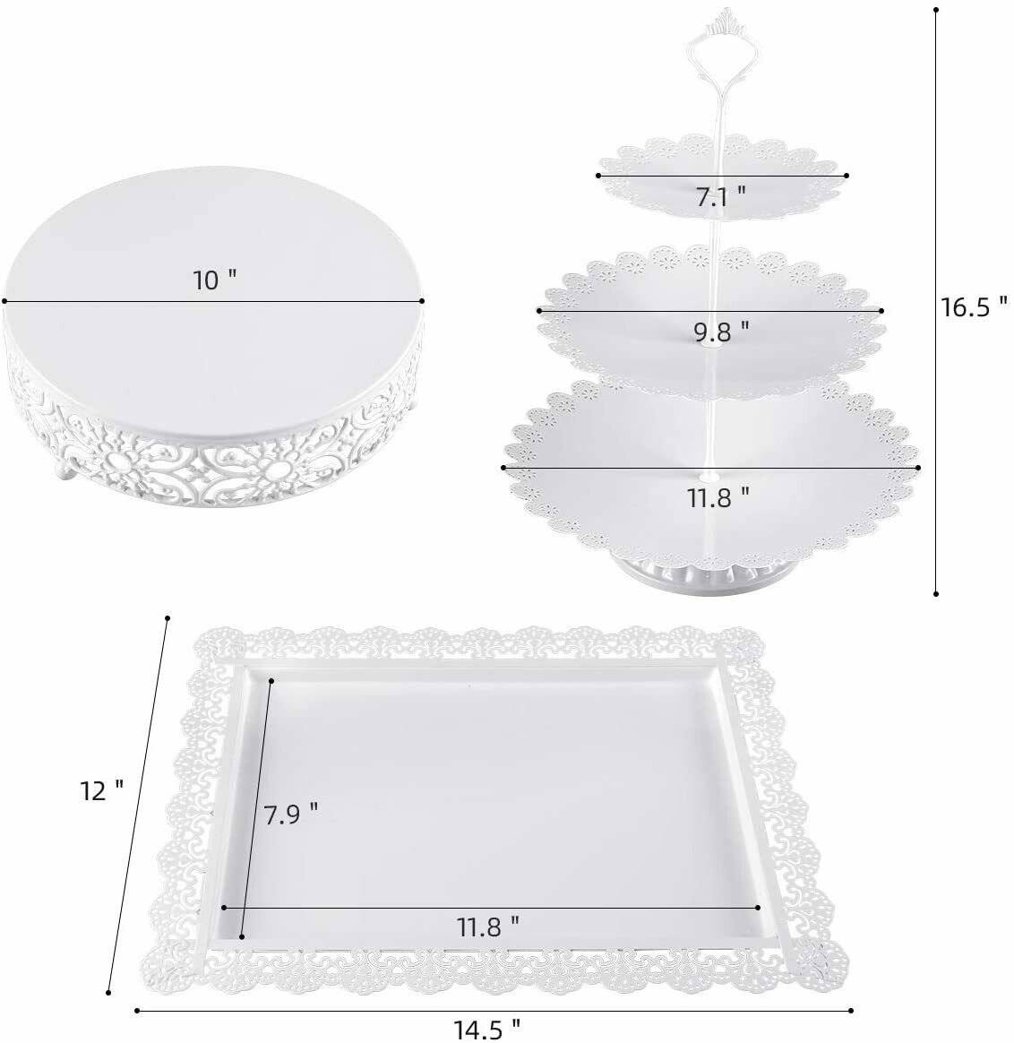 White Metal 3 Piece Cake Stand Set P50125
