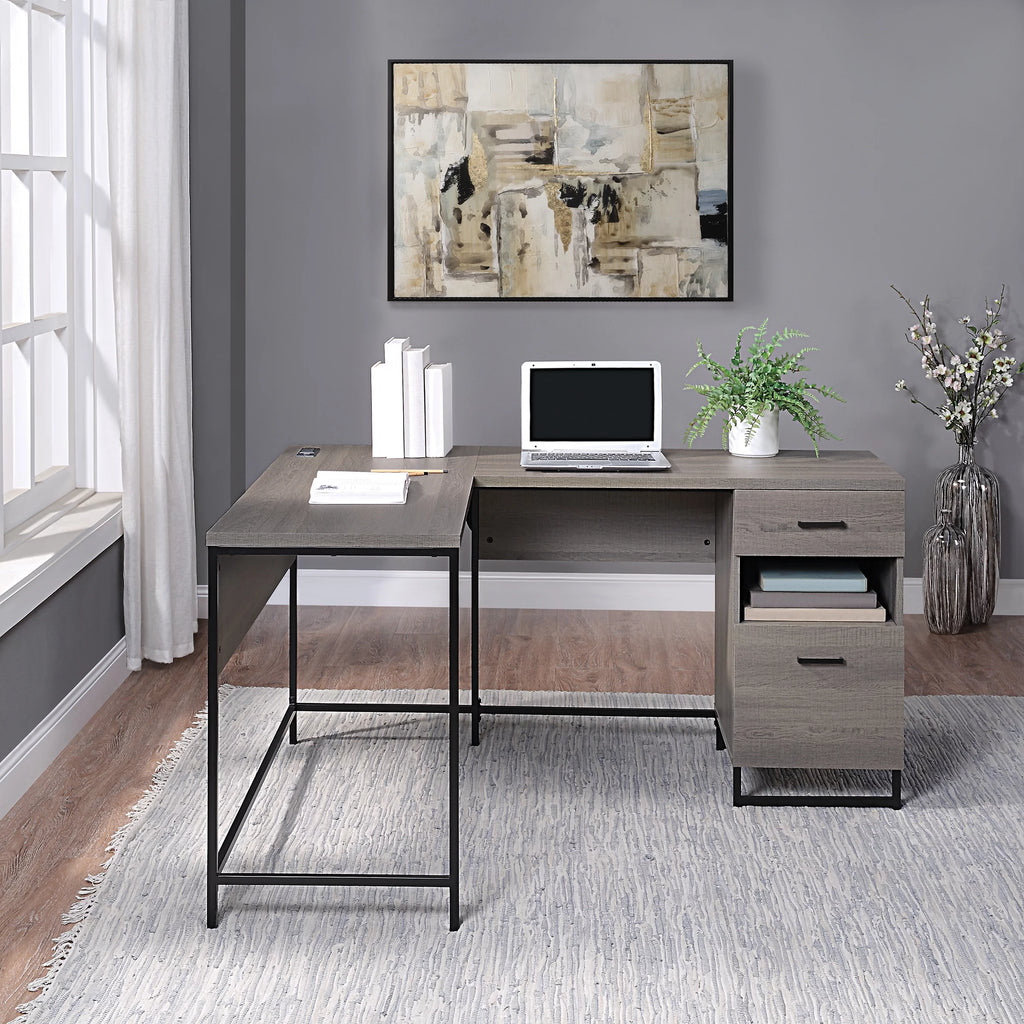 L-Shape Desk with Power and Storage M704
