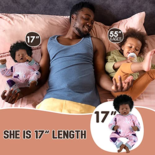 17-Inch Black Reborn Baby Doll with Cloth Body H409