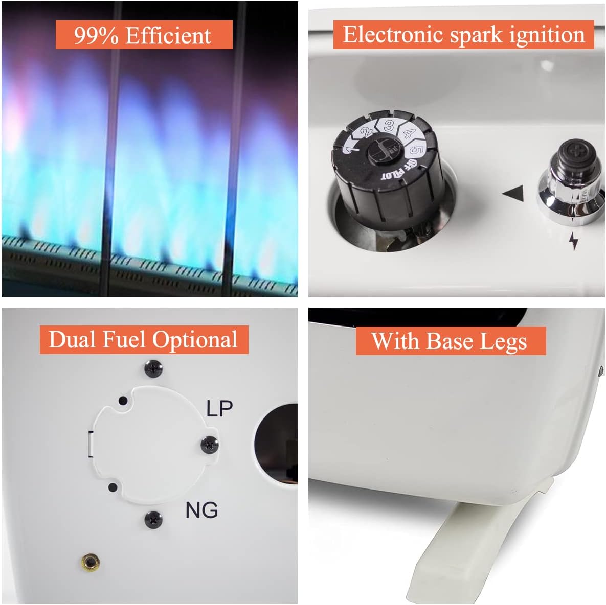 White Propane Natural Gas Wall Heater N93323