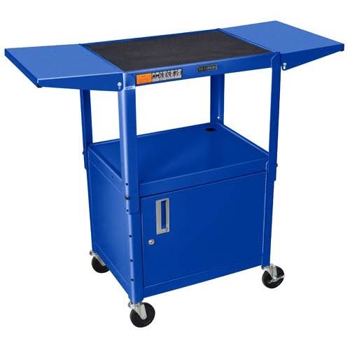 Adjustable Height Steel AV Cart with Cabinet and Drop Leaf H23685