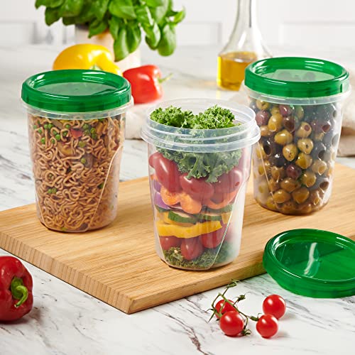 6 Pack 16 oz Green Plastic Food Storage Containers with Screw on Lid P50257