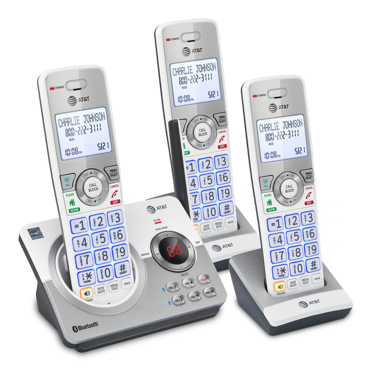 3 Handset Expandable Cordless Phone (White/Silver) N4573