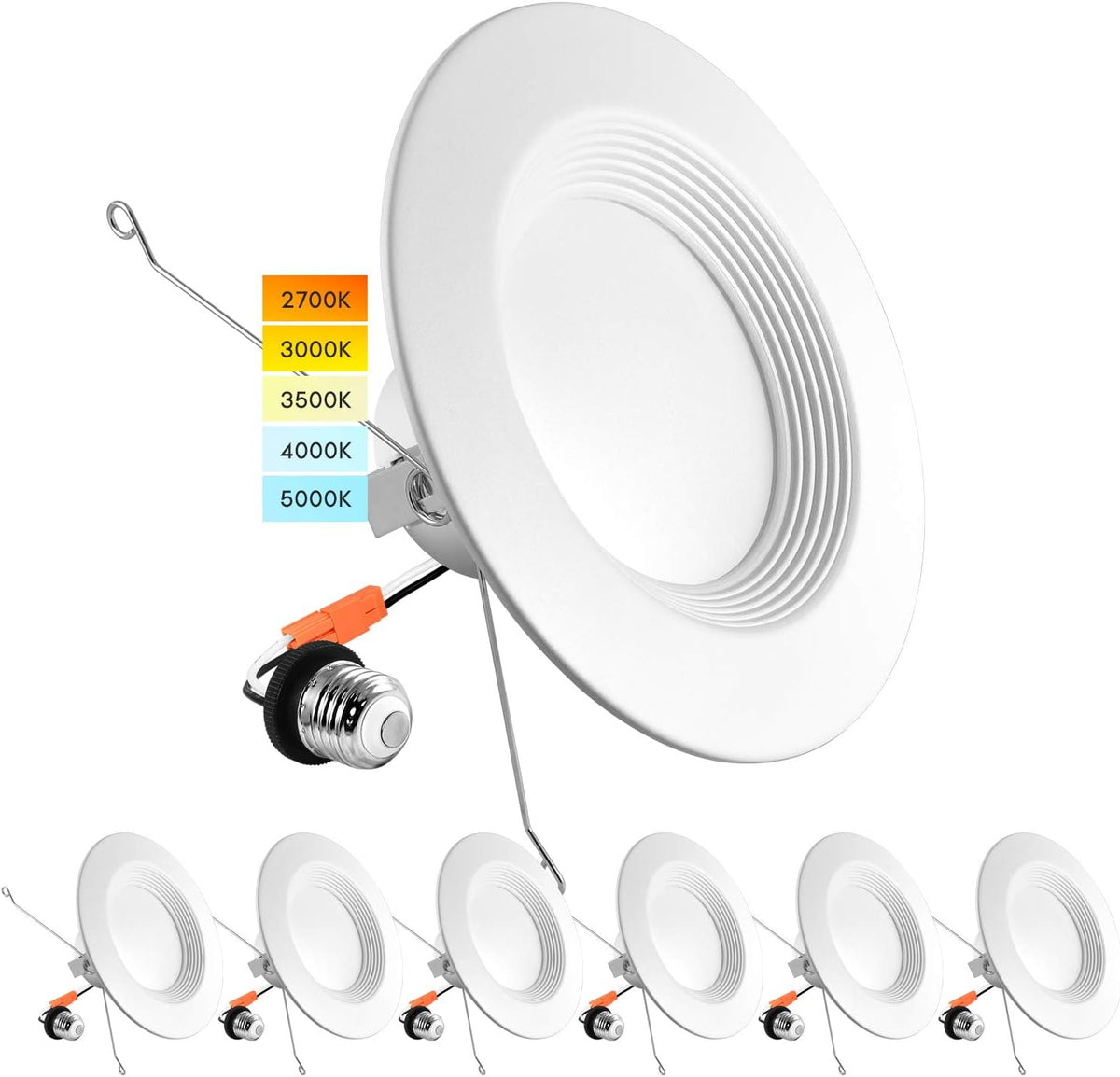 5/6 Inch LED Recessed Retrofit Downlight, 14W, Color Selectable, Dimmable, 1100 Lumens, 4 Pack T5468
