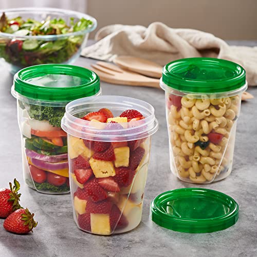 6 Pack 16 oz Green Plastic Food Storage Containers with Screw on Lid P50257