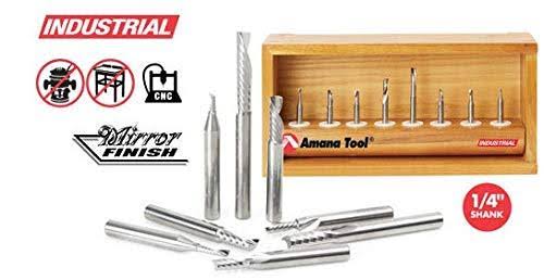 8 Pc Solid Carbide CNC Router Bit Set, 1/4 inch Shank Y421642