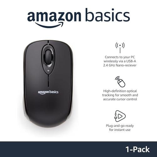 Black Wireless Optical Computer Mouse with USB Nano Receiver G181897