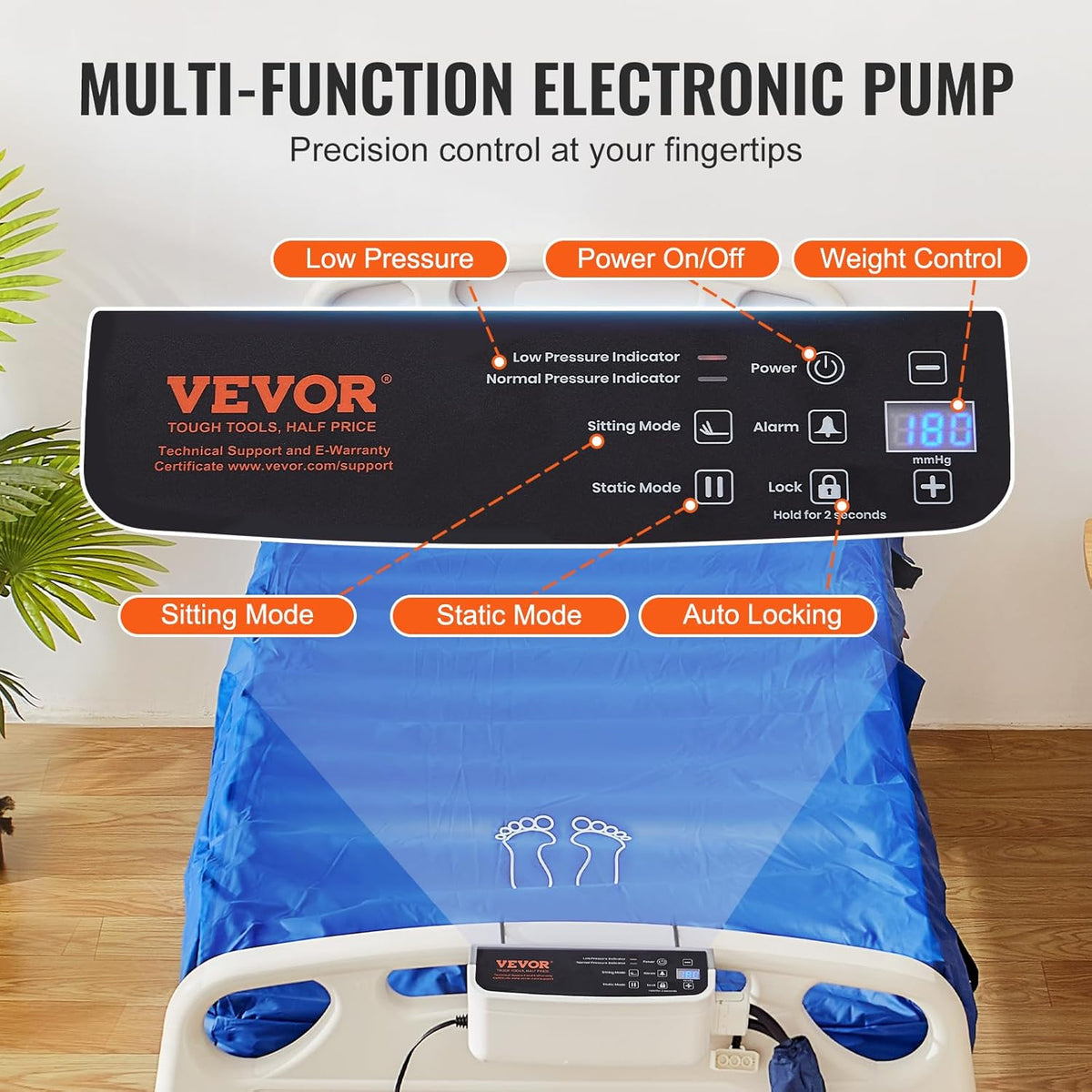 Alternating Air Pressure Mattress, Dual-Layer Pad for Hospital Beds, 450LBS Loading with Electric Quiet Pump G308611