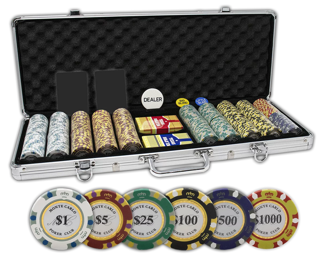 Set of 500 14 Gram 3 Tone Chips with Aluminum Case U2635