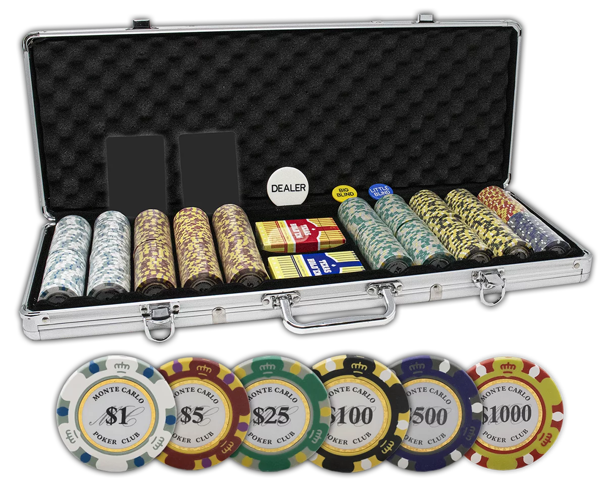 Set of 500 14 Gram 3 Tone Chips with Aluminum Case U2635