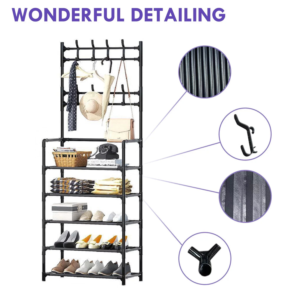 Coat Rack Hall Tree Stand with Storage Bench Q62791