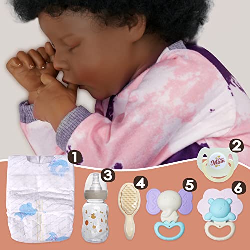 17-Inch Black Reborn Baby Doll with Cloth Body H409