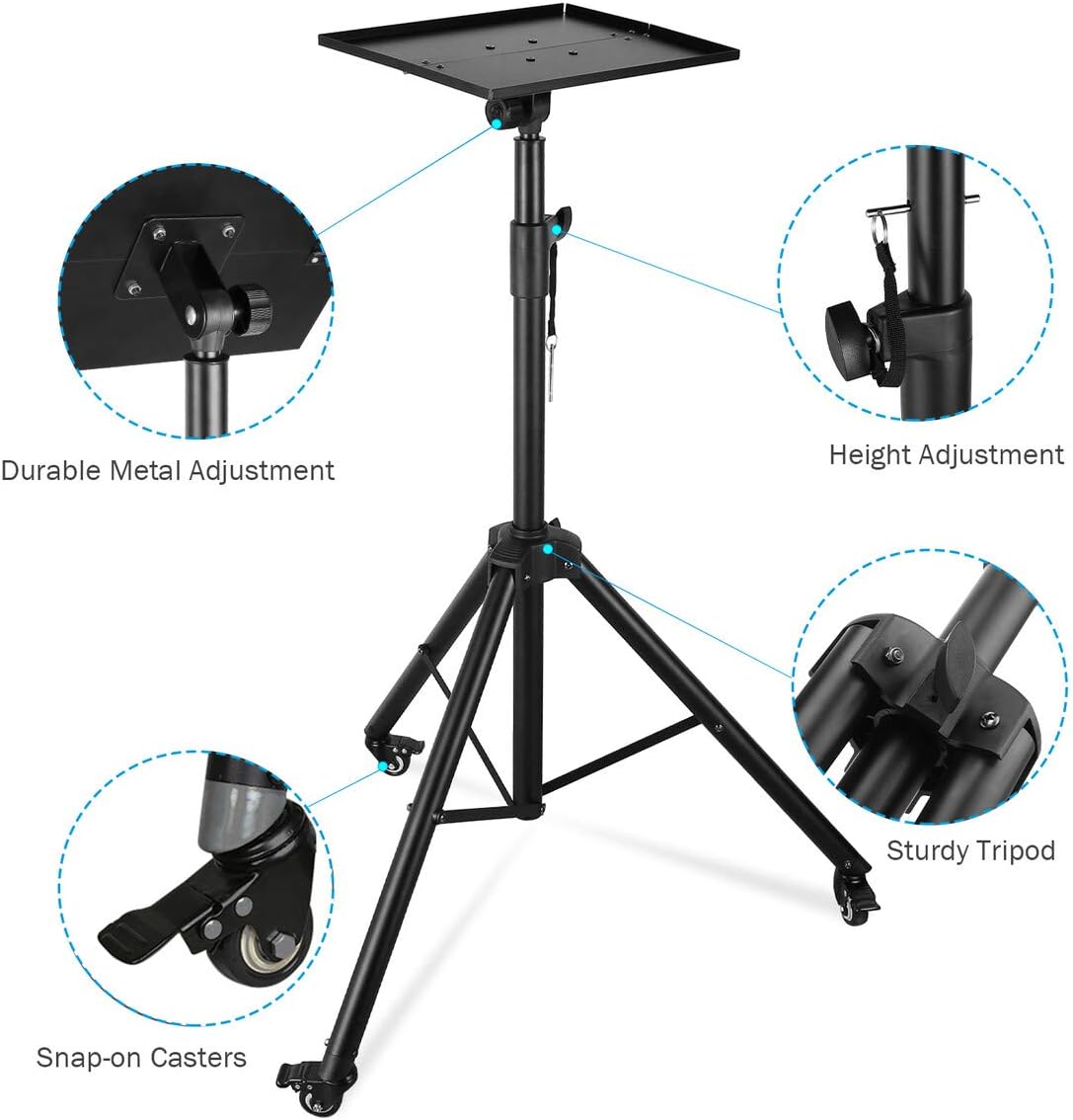 Projector Tripod Stand with Height Adjustable Plate and Casters M8626