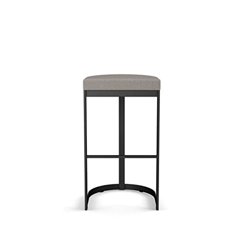 Grey and Beige Polyurethane Counter Stool with Black Metal Z446