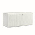 White Wicker Resin Deck Box, 99 Gallon L121