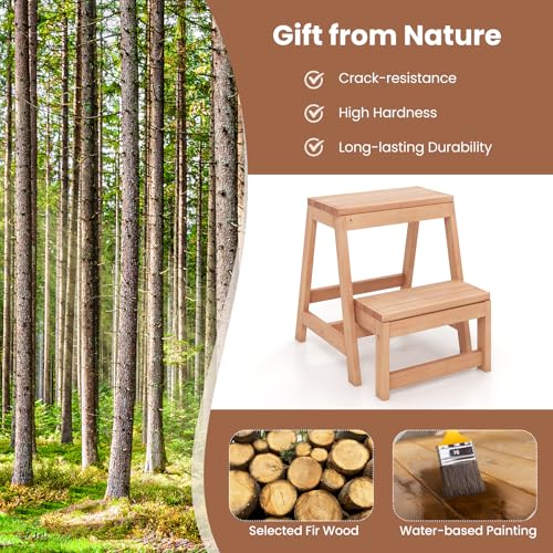 Wooden 2-Step Folding Step Stool Y18707