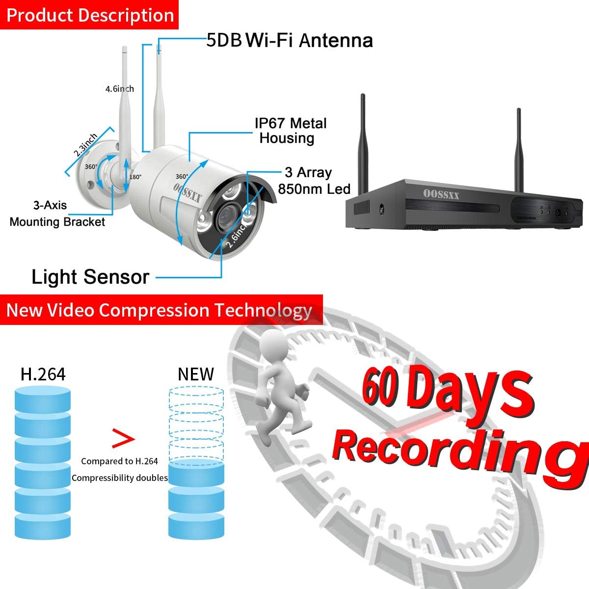 2K Wireless Security Camera System with 4TB HDD Q263