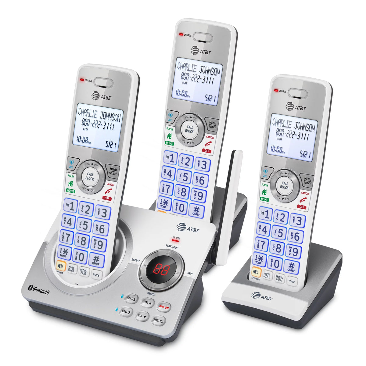 3 Handset Expandable Cordless Phone (White/Silver) N4573