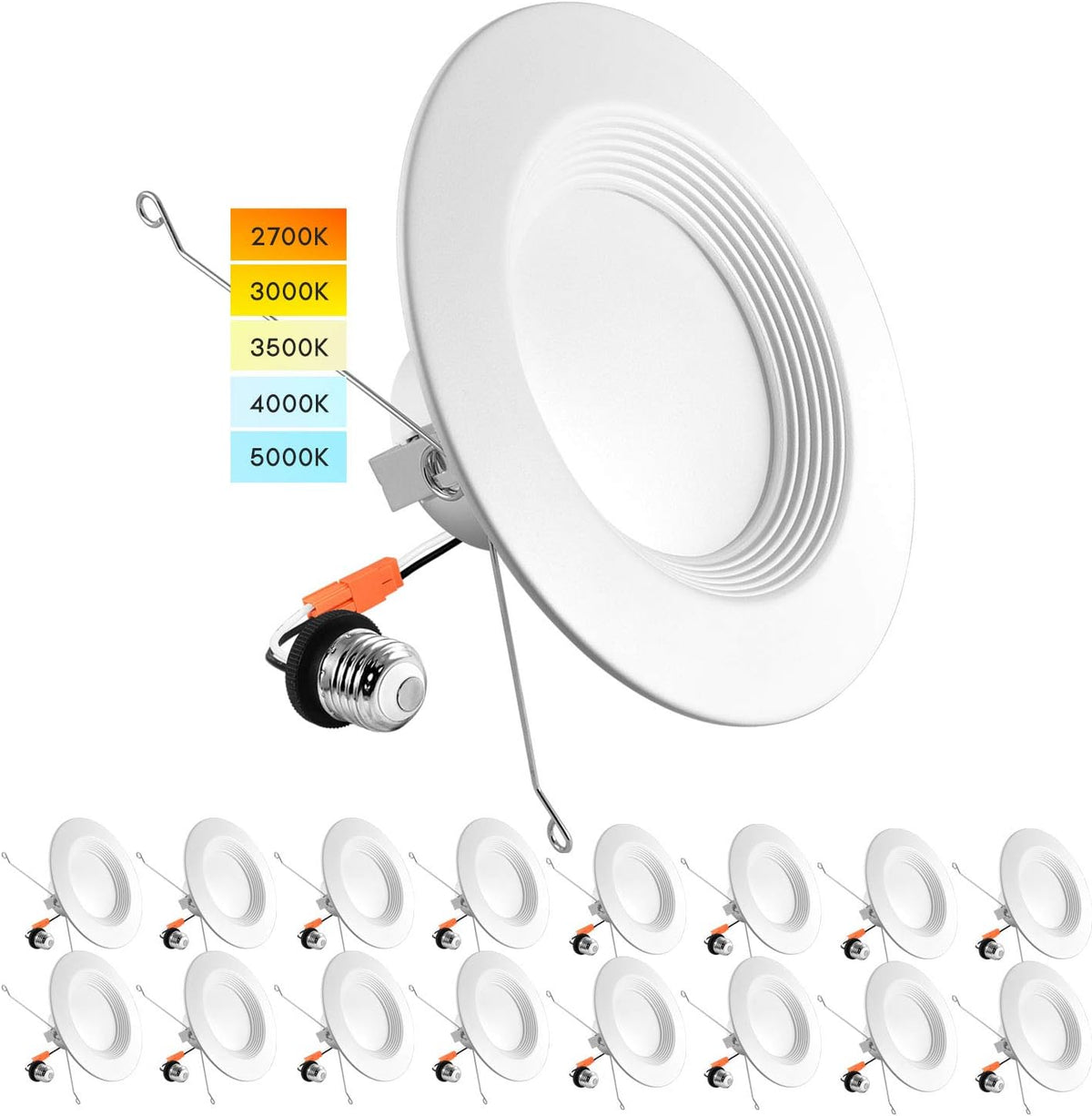 5/6 Inch LED Recessed Retrofit Downlight, 14W, Color Selectable, Dimmable, 1100 Lumens, 4 Pack T5468