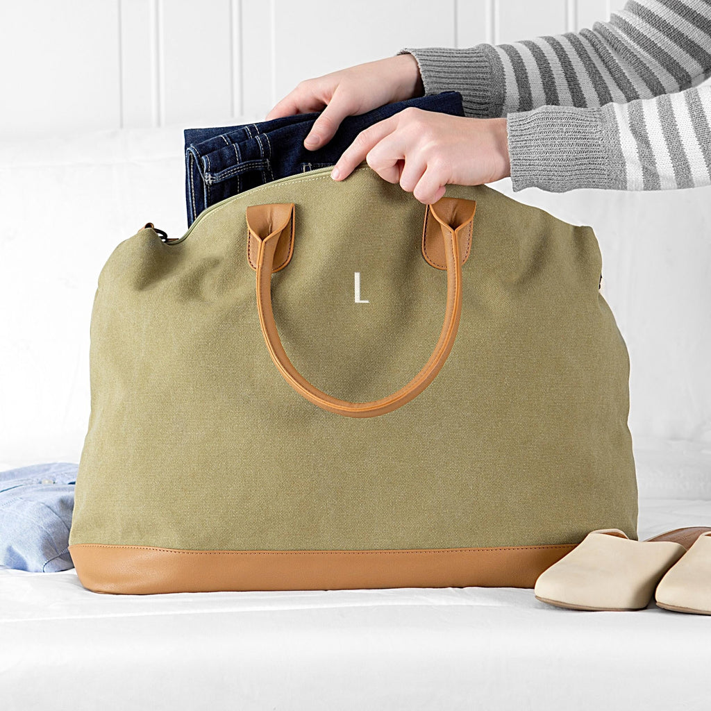 Green Washed Canvas Weekender O50645