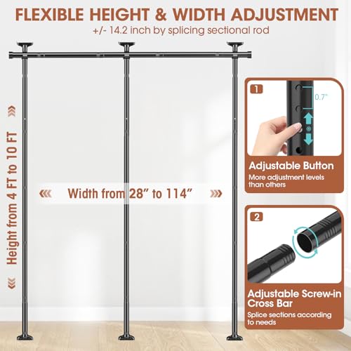 Black Heavy Duty Adjustable Freestanding Tension Curtain Room Divider C70667