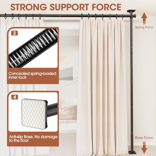 Black Heavy Duty Adjustable Freestanding Tension Curtain Room Divider C70667