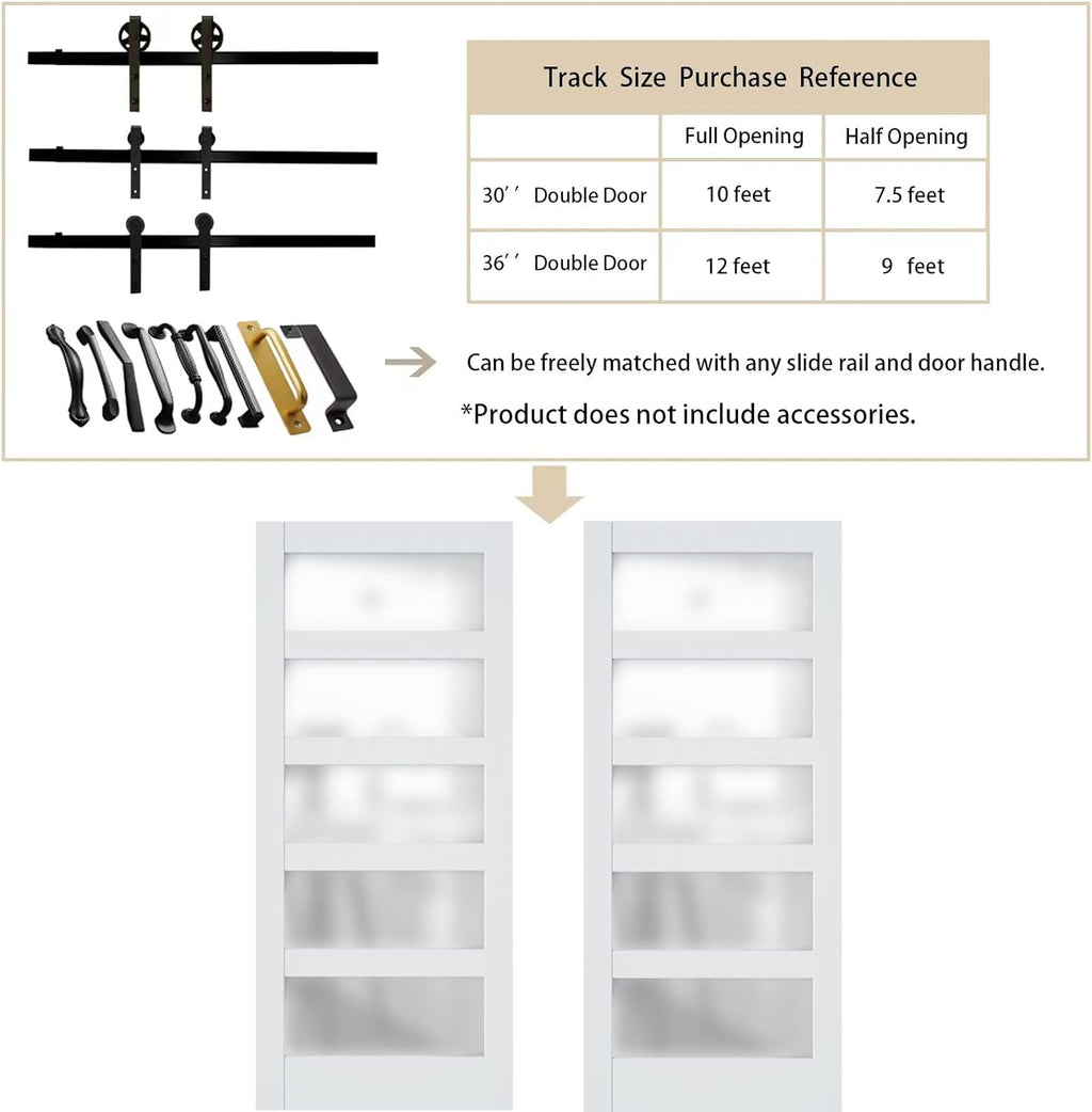 36''x84'' Frosted Glass Barn Door x 2 G6503