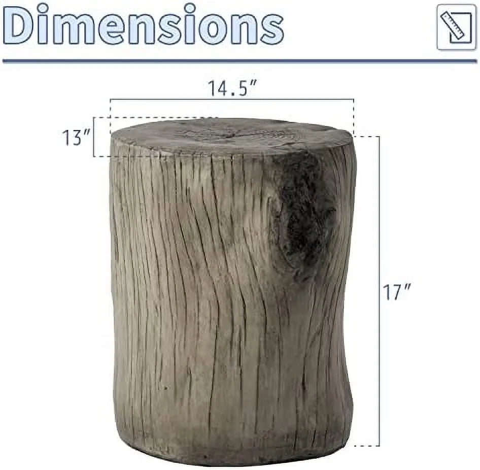 Rustic Stump Side Table Chocolate Brown Wood-Look End Table Stool X404703