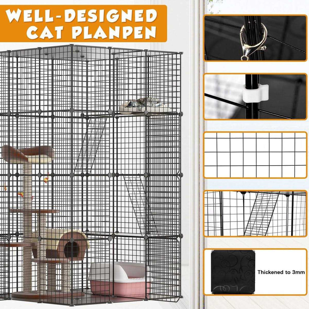 DIY 4-Door Large Cat Cage Playpen E4213