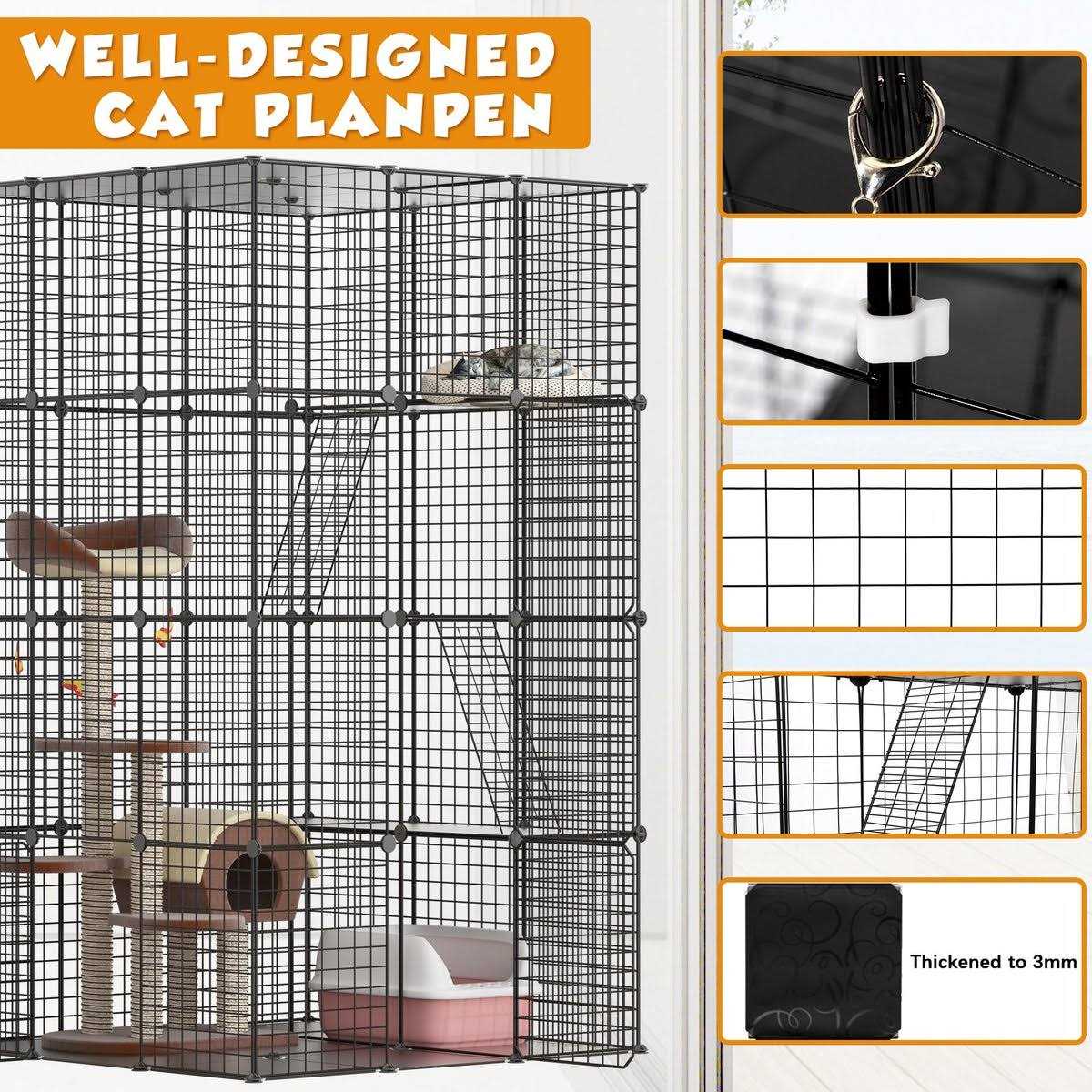 DIY 4-Door Large Cat Cage Playpen E4213