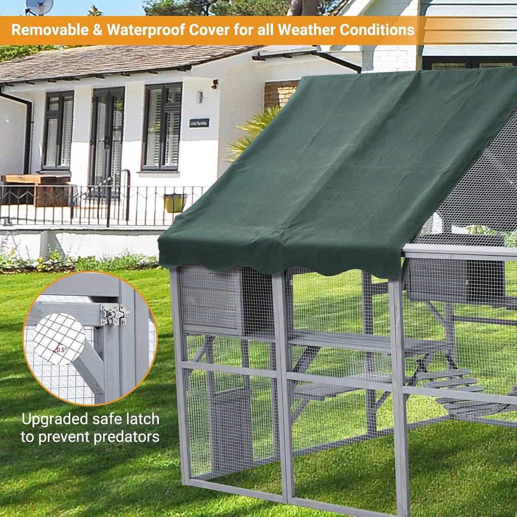 Large 3-Tier Outdoor Cat House with 2 Lockable Cat Doors and a Walk in Door B244407