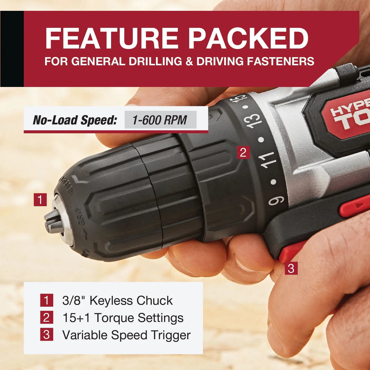 3/8 inch Cordless Drill and 70-Piece Home Tool Set E747