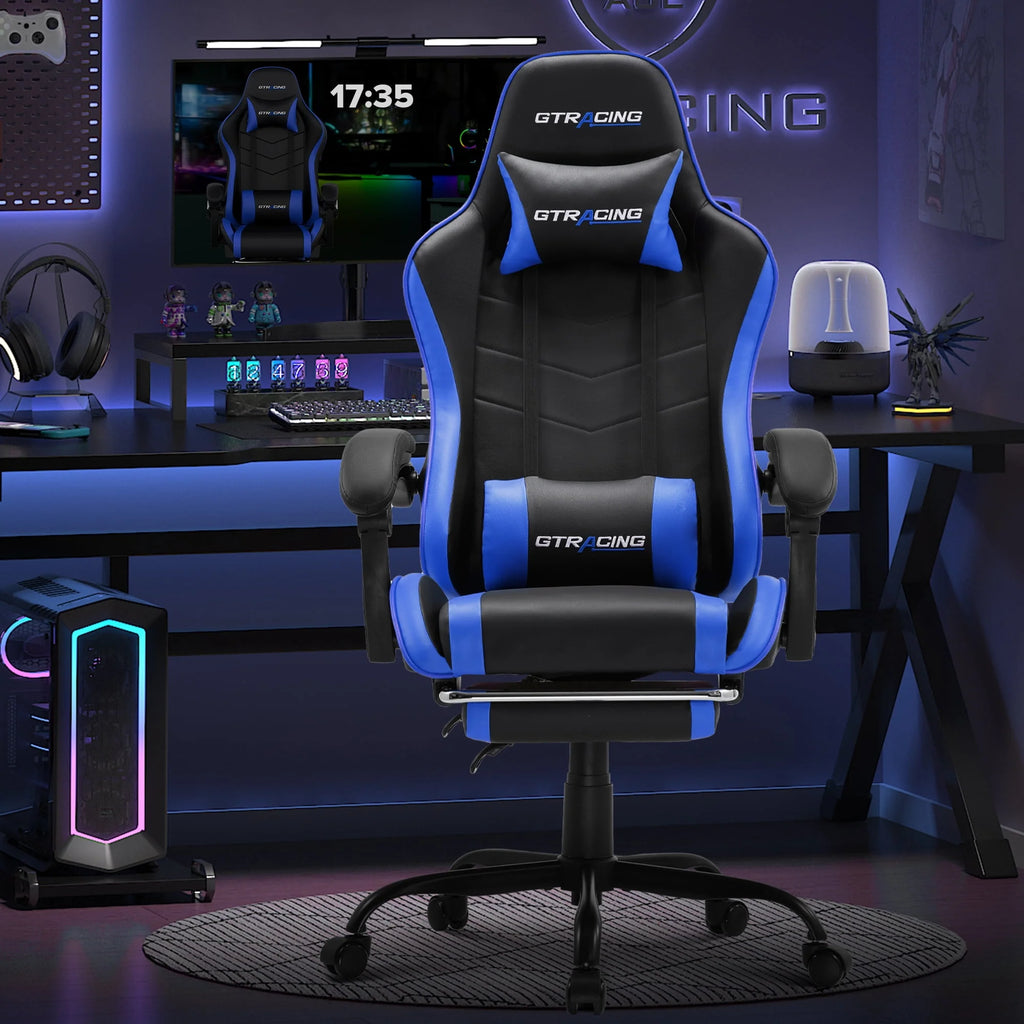 White Gaming Chair with Footrest K2377