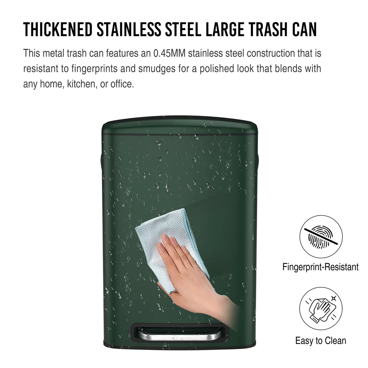 13 Gallon 50L Stainless Steel Trash Can with Lid O4964