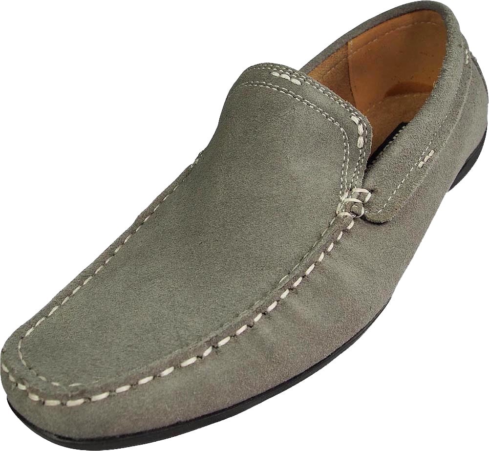 Leather Slip on Loafers Grey C2063