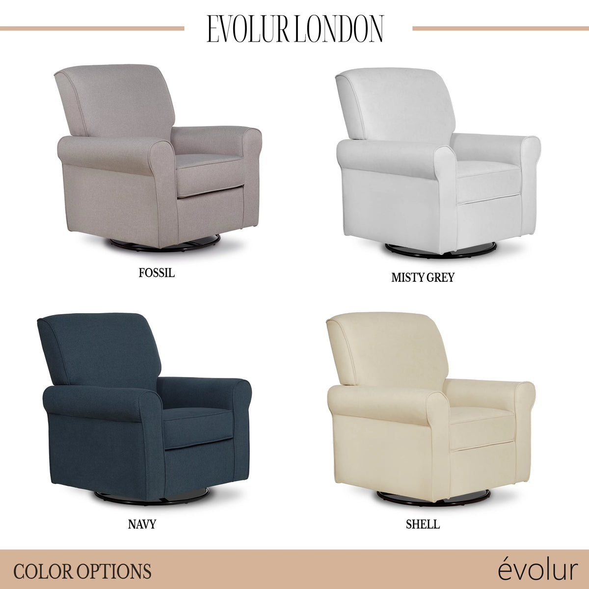 Gray Upholstered Swivel Glider Q49884
