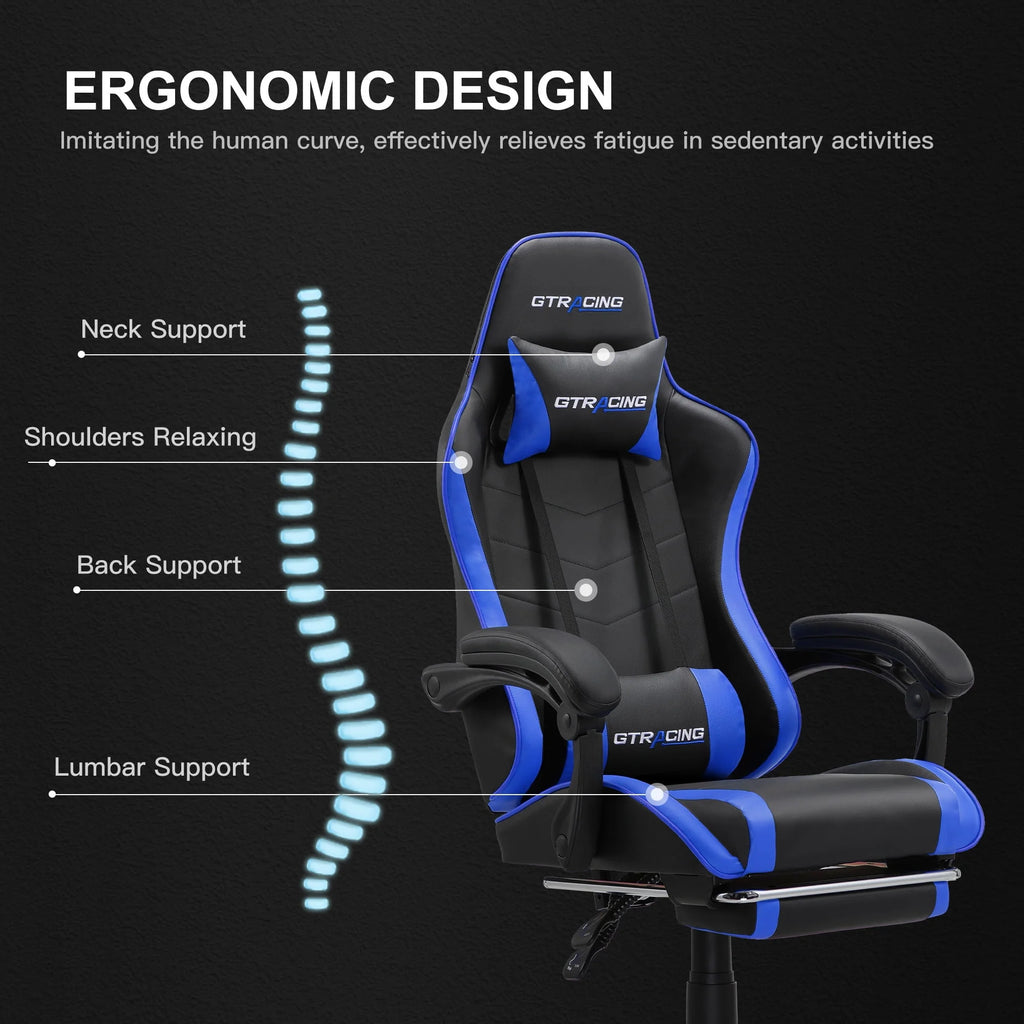 White Gaming Chair with Footrest K2377
